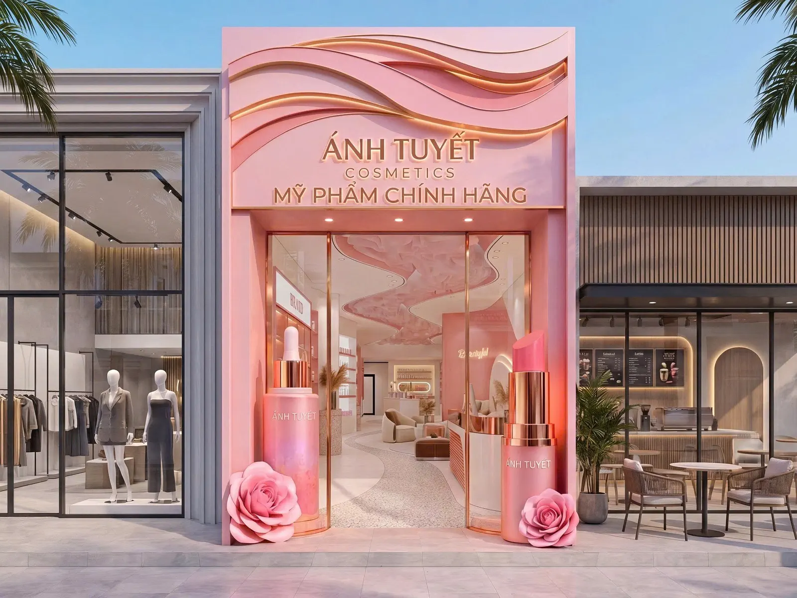 Thiết kế – Thi công – Hoàn Thiện Nội thất Showroom Mỹ Phẩm Ánh Tuyết – Hải Dương